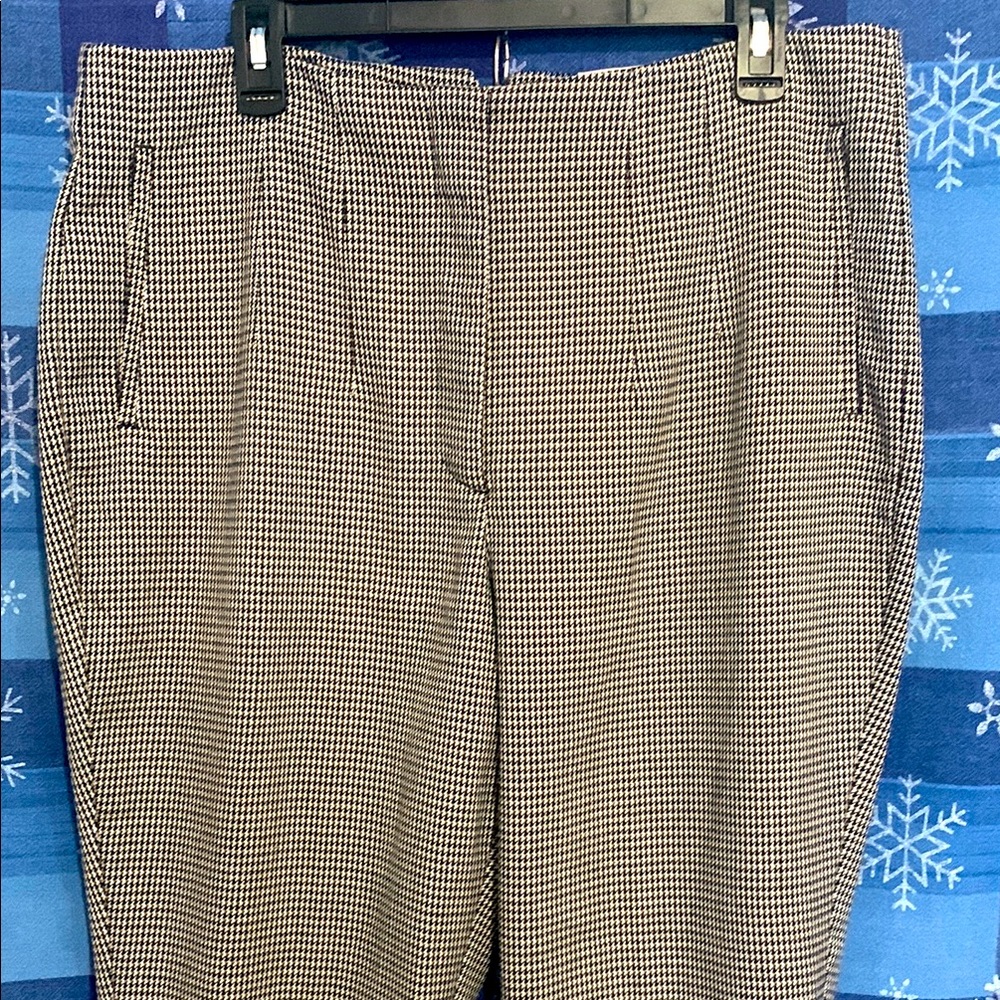 NWT- Nine West Navy Blue and Tan Mini-Houndstooth Pants
